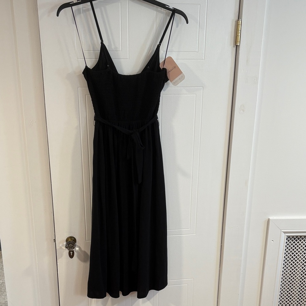 Summer Black Midi Dress with Straps